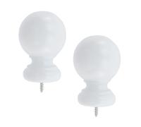 Antrader Finials for Curtain Rod,2Pcs Wood Ball Drapery Finials,1.4in White | 35mm Round Decorative End Caps,Elegant Spherical Design,Self-Tapping Screw Mount,For Curtain Rod Decoration