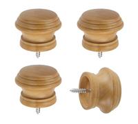 Antrader Finials for Curtain Rods Wood Curtain Rod Finial Screw on Curtain Rod End Caps Drapery Rods Replacement Finials Pack of 4（Wood Color)