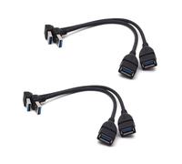 Antrader USB 3.0 Right Angle 90 Degree UP & Down Extension Cable Male to Female Converter Data Adapter Cord 2 Pairs