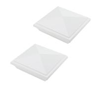 Antrader Vinyl Fence Post Caps,Pyramid White PVC Vinyl Post Top Caps,4" x 4",2Pcs