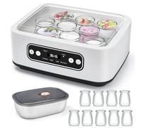 ANTREATU 1.6L Yogurt Maker Machine with 9 Portable Jars, 304 Stainless Steel Inner Pot, Adjustable Timer & PTC Heating -Electric Yogurt Machine for Homemade Yogurt, Natto, Rice Wine & Fermentation