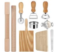 ANTREATU 10 PCS Pasta Making Tools with Ravioli Stamp Cutters, Gnocchi Board, Wooden Rolling Pin & Dumpling Maker Pasta Making Kit for Dumplings and Ravioli