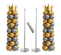 ANTREATU 4 Sets Adjustable Balloon Stand Kit, 2 Metres Height Metal Telescopic Balloon Column Stand Kits, Reusable for Floor with Base Weight Bags, Birthday Wedding Christmas Decorations
