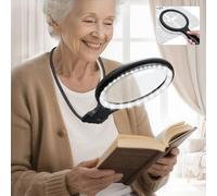 ANTREATU 5X 10X Hands Free Magnifying Glass with Light 3-in-1 Gooseneck Magnifier for Reading 3 Color LED Large Magnifier for Books Handheld, Neck-Worn & Desktop Use for Seniors
