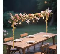 ANTREATU Adjustable Over the Table Rod Stand with Clamps - H71-119cm L150-250cm Over Table Display Bar Table Hanging Rail for Balloons, Party, Wedding Decorations