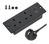 ANTREATU Recessed Power Strip with USB C/A PD20W, Recessed Power Socket with 2 UK Outlets & 2 USB Ports, Hidden Extension Lead with USB C for Furniture Kitchen Office Desk Power Socket with 2M Cable