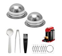 ANTREATU Reusable Coffee Pods for Nespresso Vertuo Machine, (230mL＆150mL) Stainless Steel Refillable Capsules Compatible with Vertuo Plus/Pop/Next Includes Barcode Stickers, Silicone Lid ＆ Tools