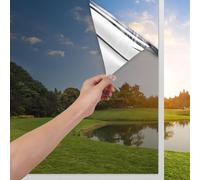 Antrect Mirror Film Window Privacy Screen 50 x 400 cm Sun Protection Window Interior UV Film Window Heat Protection Thermal Film Window Against Heat with Knife for Living Room Office Silver