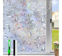 Antrect Window Film Privacy Stained Glass Window Film Frosted Rainbow Film Reflective Window Static Cling Window Tint Film Sun Blocker