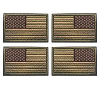 Antrix 4 Pcs Green Regular and Reversed American US USA Flag Embroidered Patch Tactical Military United States of America Uniform Emblem Applique Hook & Loop Emblem Patch for Backpacks Caps Hats Vests