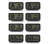 Antrix 8 PCS Tactical Blood Type A+ O+ A- O- Positive POS Negative NEG Hook and Loop Embroidered Patch Military Insignia Appliques for Armband Trauma Medical Paramedic EDC First Aid Kit