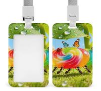 Ants Carrying Candy Badge Holder with Lanyards Retractable Vertical Plastic Id Badge Holder Name Key Card Holders Case for Teacher Nurse Doctor Office Gift for Coworkers