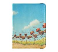 Ants Carrying Food in Line Leather Passport Holder Cover Wallet Waterproof Money&Card Wallet for Women Trip Organizer