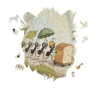 Ants Eating Bread Personalized Jigsaw Puzzles, 141 Pcs Wooden Jigsaw Puzzle Tiger Head Shape Puzzle Gift