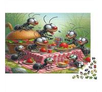 Ants Picnic Party 1000 Piece Jigsaw Puzzle Beautiful Ants Picnic Party Art Wall Decor Decompression Challenging Puzzle for Adults 70x50cm/1000pcs