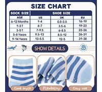 ANTSANG Baby Boys Grips Socks Kids Toddlers Infants Non Slip/Anti Skid Crew Cotton Socks 12 Pairs (Blue Striped(12 Pairs),1-3 Y)
