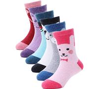 ANTSANG Kids Merino Wool Walking Socks for Toddlers Boys Girls Winter Hiking Thick Warm Heavy Thermal Cosy Crew Boot Cabin Gift Socks 6 Pairs(Animal Mix,1-3 Y)