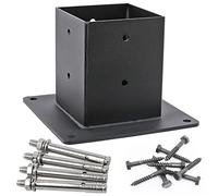 Antsky 4 Pack Stainless Steel Flange Anchor Base for 4x4(Actual Size: 3.5x3.5) Wood Posts/Beams, Deck Railing/Pergola/Gazebo Hardware (Black Finish)