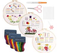Antsparty Embroidery Stitch Practice Kit, 3 Sets Beginner Embroidery Kits with Detailed Instructions and Embroidery Material Package, Learn Embroidery Skills for Adults Kids