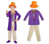 Antsparty Willy Wonka Costume Kids, World Book Day Chocolate Factory Fancy Dress, Book Character Factory Workers Costume for Boys Girls