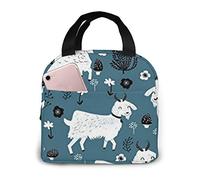 antspuent Goats Baby Farm Animal Neoprene Lunch Bag Insulated Lunch Box Lightweight Waterproof Lunch Tote Cooler Bags with Zip Closure for Women Men and Kids