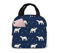 antspuent Polar Bear Dark Navy Lunch Bag for Women Girls Kids Insulated Picnic Pouch Thermal Cooler Tote Bento Large Meal Prep Cute Bag Big Leakproof Soft Bags for Lunch Box, Camping, Travel, Fishing