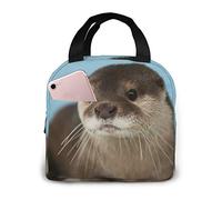 antspuent Vacant Otter Food Neoprene Lunch Bag Insulated Lunch Box Lightweight Waterproof Lunch Tote Cooler Bags with Zip Closure for Women Men and Kids