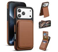 Antsturdy Compatible with iPhone 17 Pro Max Wallet Case RFID Blocking Card Holder with Kickstand Shockproof Protective Phone Cover,Brown