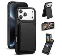Antsturdy Compatible with iPhone 17 Pro Max Wallet Case RFID Blocking Card Holder with Kickstand Shockproof Protective Phone Cover,Black