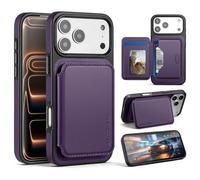 Antsturdy Compatible with iPhone 17 Pro Wallet Case, RFID Blocking Card Holder Protective Phone Cover with Kickstand, Shockproof Anti-Drop Protective Case for 17 Pro,Purple