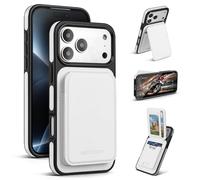 Antsturdy Compatible with iPhone 17 Pro Wallet Case RFID Blocking Card Holder with Kickstand Shockproof Protective Phone Cover,White