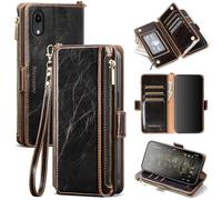 Antsturdy Compatible with iPhone XR Wallet Case,RFID Blocking PU Leather Phone Case Women Men Flip Shockproof Protective Cover with Wrist Strap Zipper Pocket Credit Card Holder Slots,(Coffee)