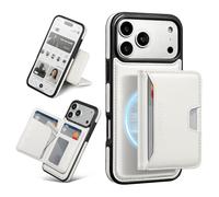 Antsturdy Compatible with MagSafe 2 in 1 Detachable Magnetic iPhone 17 Pro Case Wallet Holder,PU Leather RFID Blocking Credit Card Slots Flip Protective Cover Kickstand for Men Women,Beige