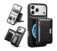 Antsturdy Compatible with MagSafe 2 in 1 Detachable Magnetic iPhone 17 Pro Max Case Wallet Holder,PU Leather RFID Blocking Credit Card Slots Flip Protective Cover Kickstand for Men Women,Black