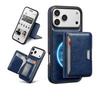 Antsturdy Compatible with MagSafe 2 in 1 Detachable Magnetic iPhone 17 Pro Max Case Wallet Holder,PU Leather RFID Blocking Credit Card Slots Flip Protective Cover Kickstand for Men Women,Blue