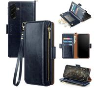 Antsturdy Compatible with Samsung Galaxy A37 Wallet Case with Card Holder Women Men Phone Case RFID Blocking PU Leather Flip Shockproof Cover Wrist Strap Zipper Credit Card Slots,Dark Blue