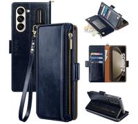 Antsturdy Compatible with Samsung Galaxy Z Fold 5 Case Wallet Women with【S Pen Holder】 Phone Case with Card Holder Strap PU Leather RFID Blocking Flip Protective Cover Credit Slots Men,Dark Blue