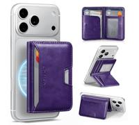 Antsturdy for Magsafe Wallet Stand with Holder,PU Leather RFID Blocking Card Holder,5 Card Slots,Strong Magnet Minimalist Flip Folio Kickstand for iPhone 17/16/15/14/13/12/Pro/Max/Plus/Air,Purple