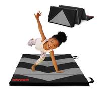 Antsy Pants Kids Gymnastics Mat 5 Fold Easy Clean Sturdy Foldable Padded Lightweight Portable Exercise Equipment for Active Play - Grey/Black