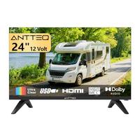Antteq 24 inch 12 Volt HD TV, Bezel-less Design Frameless TV Freeview DVB-T2/C/S2 Dolby Audio, HDMI VGA PC SCART USB, Travel Small Screen TV for Motorhome and Campervan Caravans