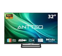 Antteq 32 Inch TV, Central Stand Design TV 720P Freeview HD Dolby Audio DVB T2/S2 LED Television, HDMI USB Media Player Monitor PS5 Xbox, Standard Nonsmart TV Small Screen for Bedroom Kitchen Black