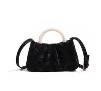ANTTK Cloud Bag for Women, PU Leather with Stitching Detail, Medium Size, Horizontal Square Shape, Medium-Soft Texture, Magnetic Closure, Double Strap, White