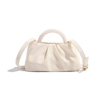 ANTTK Cloud Bag for Women, PU Leather with Stitching Detail, Medium Size, Horizontal Square Shape, Medium-Soft Texture, Magnetic Closure, Double Strap, White