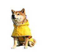 ANTTK Dog Raincoat for Small to Medium Dogs, Waterproof Polyester Cape Vest, Hooded with Transparent Brim, Leash Hole, Reinforced Edges, Egg Yolk Color, Sizes M to 9XL, Unisex, Four Seasons