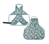 ANTTK dog raincoat, suitable for small to large dogs, waterproof PU cape that covers the abdomen, hood with transparent brim, leash hole, egg yolk yellow, optional reflective trim, sizes M to 9XL