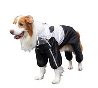ANTTK Dog Raincoat with Legs, Cute Animal Design, Waterproof Polyester Poncho for Small Medium Dogs and Cats, Green Frog Red Dinosaur Black Panda, Outdoor Rain Gear, XS-XXL