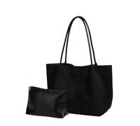 ANTTK Faux Suede Handbag with Magnetic Snap, Medium Vertical Square Shoulder Tote Bag, Single Strap with Interior Pockets for Daily Commute, Brown Black Green