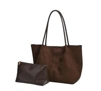 ANTTK Faux Suede Handbag with Magnetic Snap, Medium Vertical Square Shoulder Tote Bag, Single Strap with Interior Pockets for Daily Commute, Brown Black Green