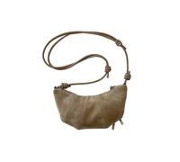 ANTTK PU Leather Crescent Bag for Women, Leopard Print with Stitching Detail, Small Size, Zipper Closure, Concealed Zip Pocket & Card Pocket, Single Strap, Coffee