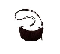 ANTTK PU Leather Crescent Bag for Women, Leopard Print with Stitching Detail, Small Size, Zipper Closure, Concealed Zip Pocket & Card Pocket, Single Strap, Coffee